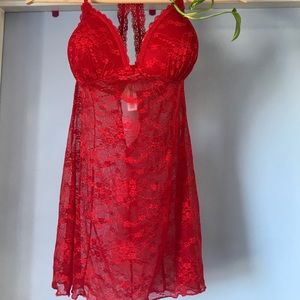 Sexy red lingerie babydoll dress